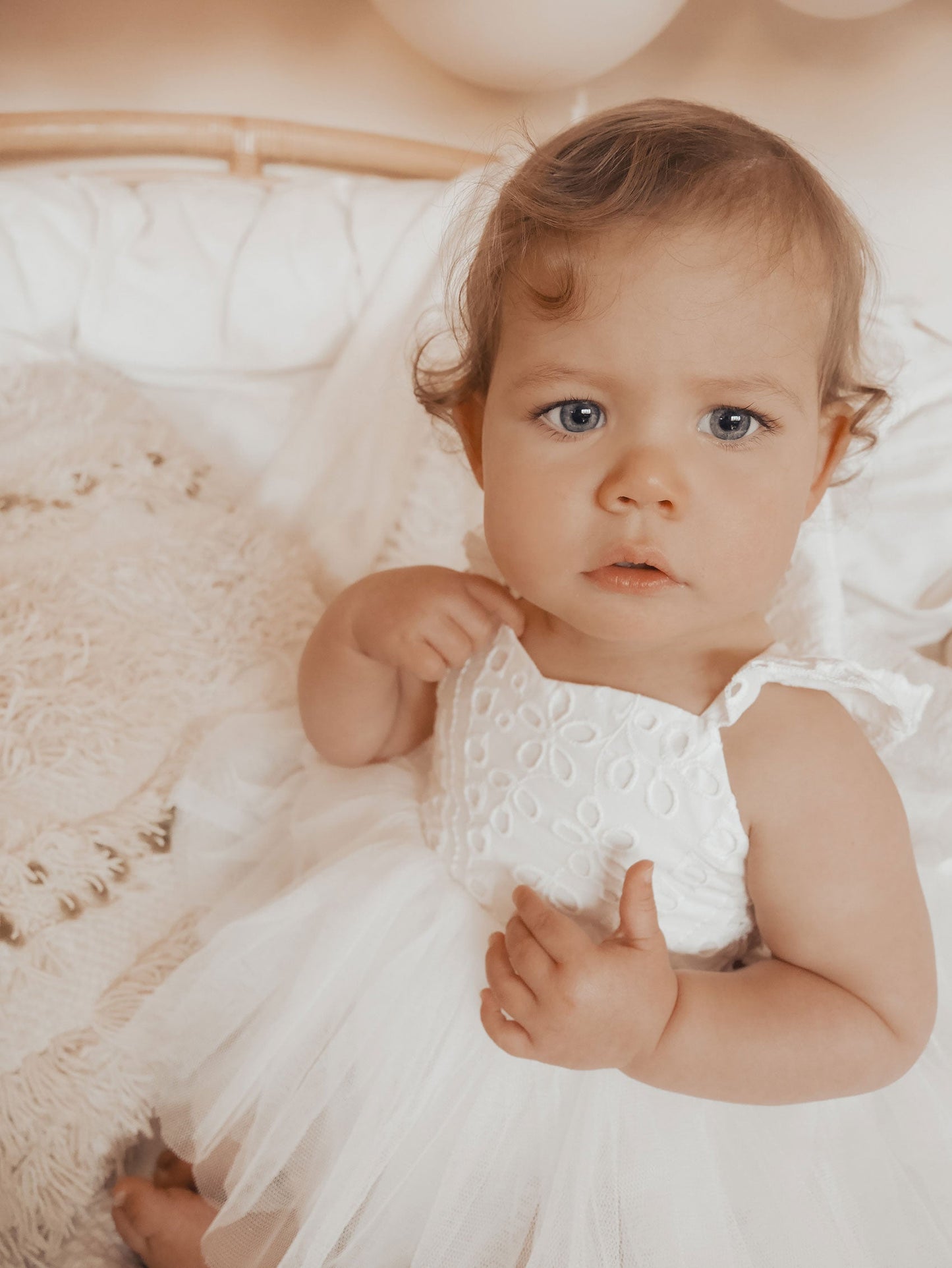 Trixie Belle White Tutu Baby Girl Tulle Party Romper