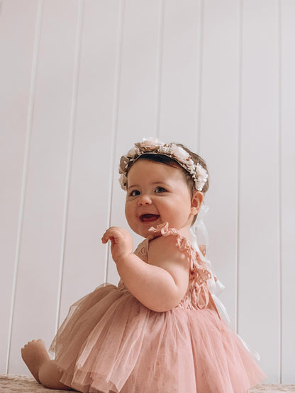 Trixie Belle Dusty Rose Pink Tutu Baby Girl Tulle Party Romper