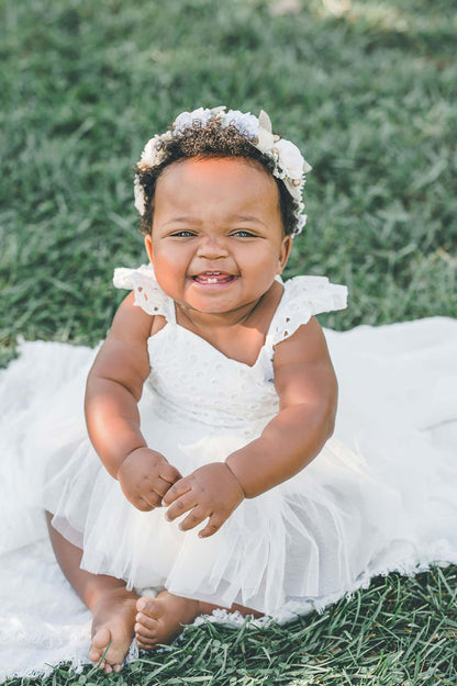 Trixie Belle White Tutu Baby Girl Tulle Party Romper