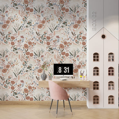 Unicorn Meadow Wallpaper, Cream