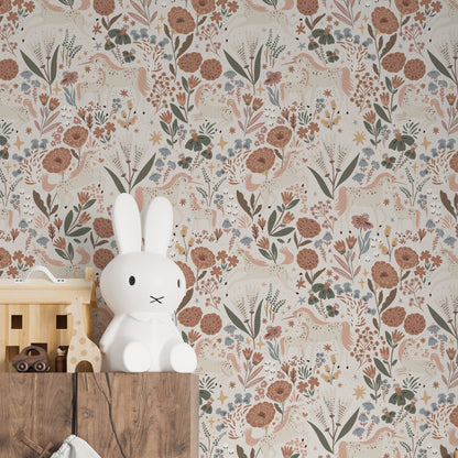 Unicorn Meadow Wallpaper, Cream