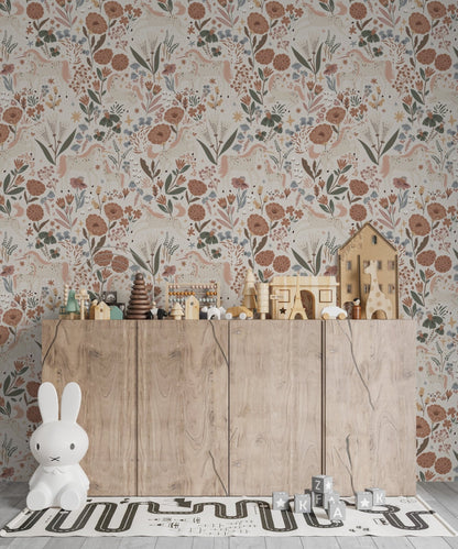 Unicorn Meadow Wallpaper, Cream