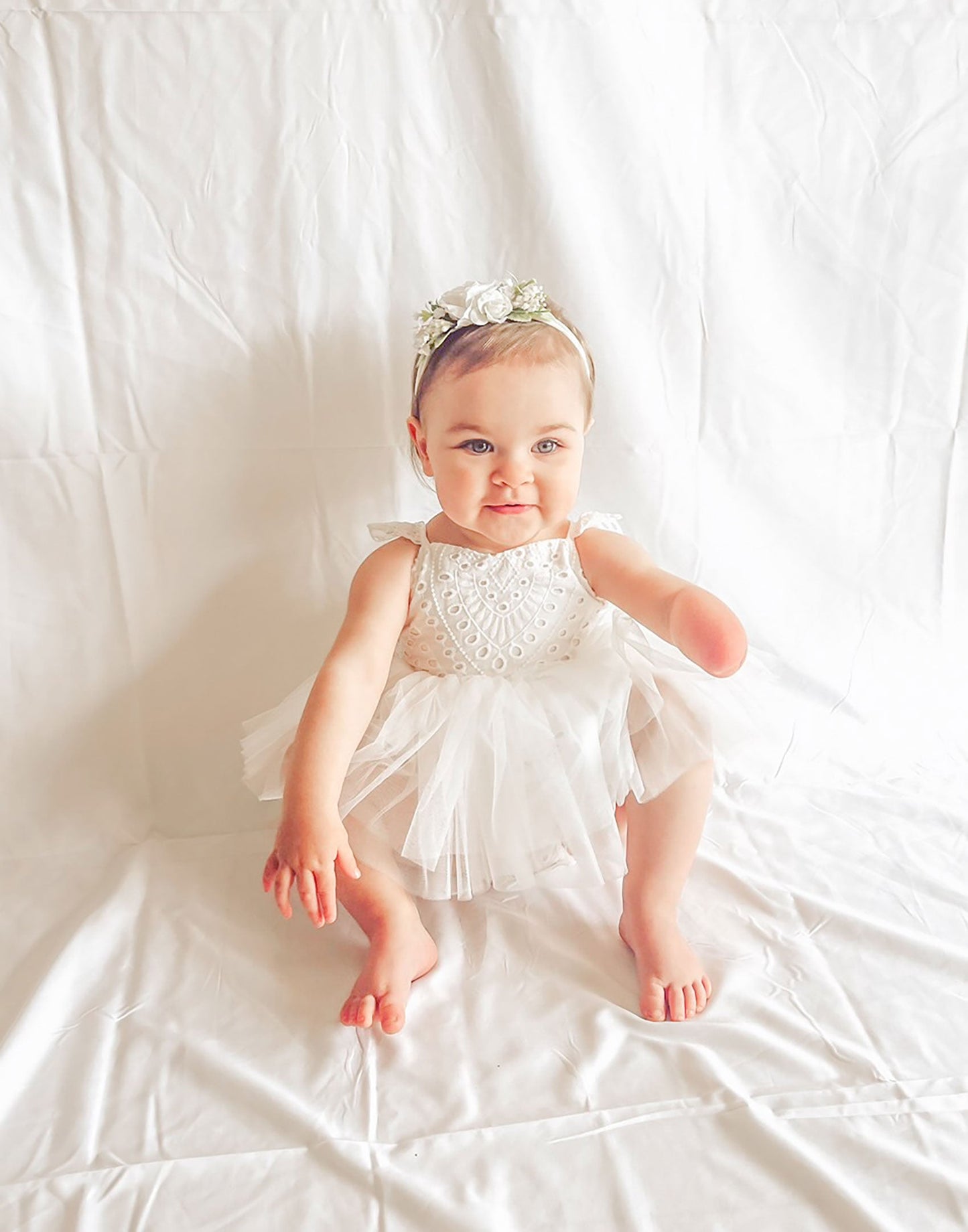 Trixie Belle White Tutu Baby Girl Tulle Party Romper