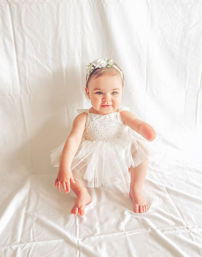 Trixie Belle White Tutu Baby Girl Tulle Party Romper