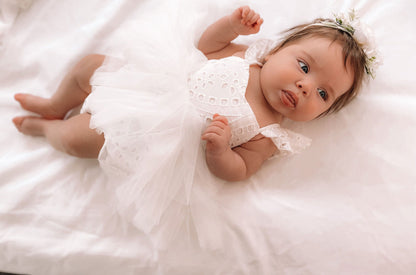 Trixie Belle White Tutu Baby Girl Tulle Party Romper