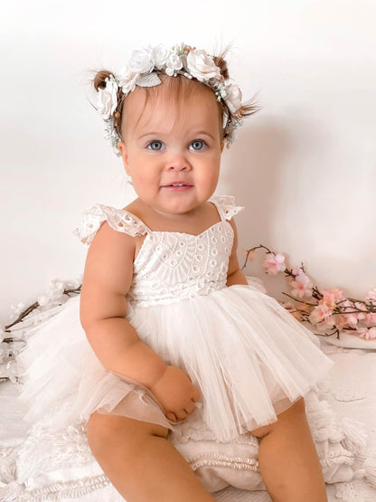 Trixie Belle White Tutu Baby Girl Tulle Party Romper